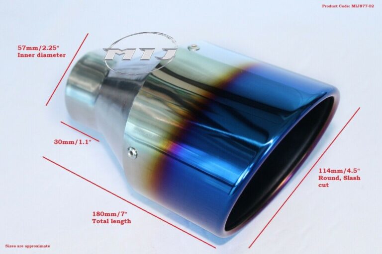 4.5 Inch Burnt Blue Exhaust Tip, Blue Titanium Finish Tips MIJ