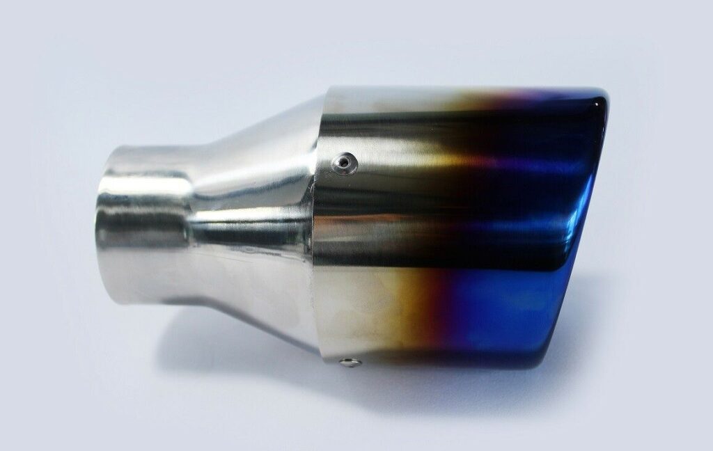 4.5 Inch Burnt Blue Exhaust Tip, Blue Titanium Finish Tips MIJ