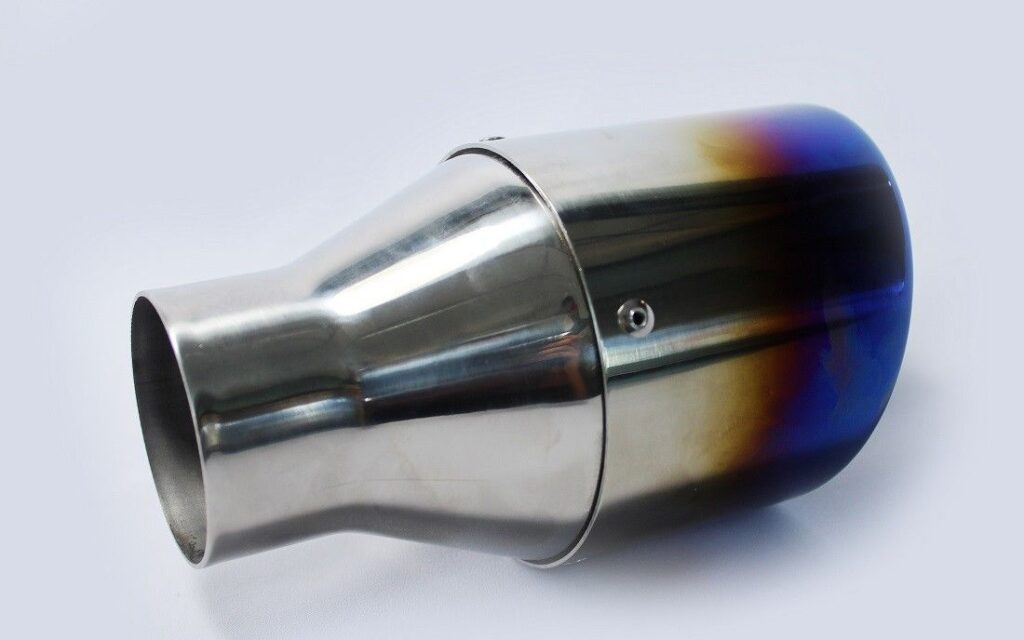 4.5 Inch Burnt Blue Exhaust Tip, Blue Titanium Finish Tips MIJ