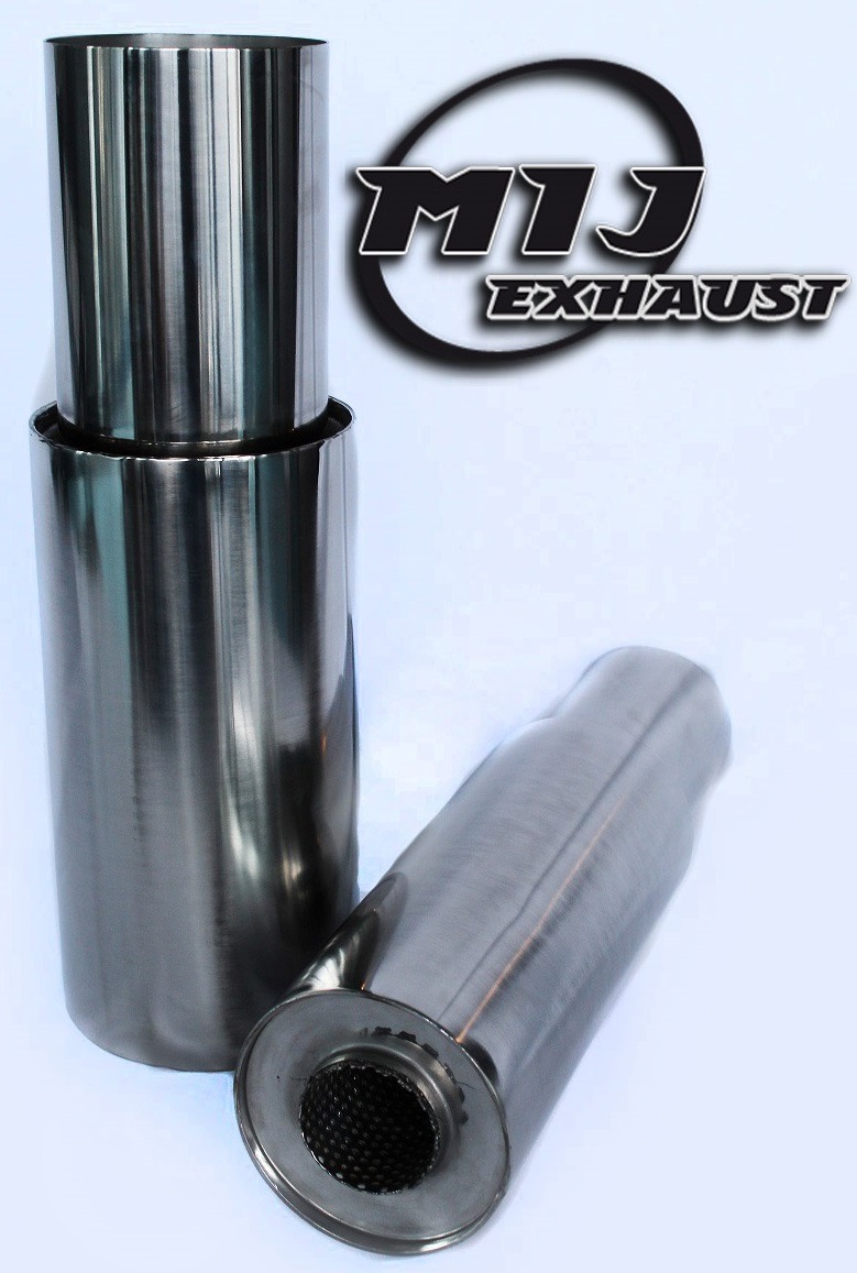Universal Jap Style Exhaust Back Box Stainless Silencer with Rolled Tailpipe Tip 