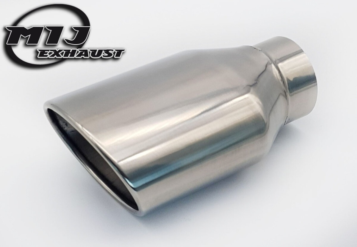 3" Inch Rolled In Exhaust Tail Pipe Slash Cut T304 Stainless Steel Sports Tip 