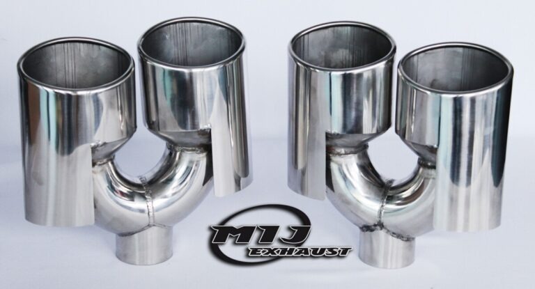 TRI-HYBERS Black Stainless Steel Exhaust Tips - 2.25 Inlet, Staggered Dual 4 Out