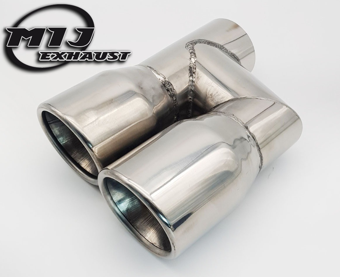 Boloromo 43365250 Double Twin Performance Sport Muffler Trim End Pipe Stainless Steel Chrome 