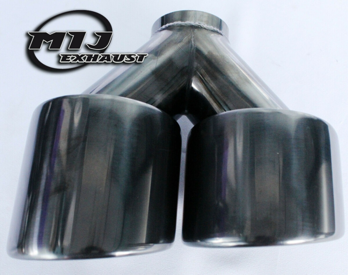 Twin 3.5" Black Chrome Right Hand Side Exhaust Tail Pipe Stainless Steel TrimTip MIJ Exhaust
