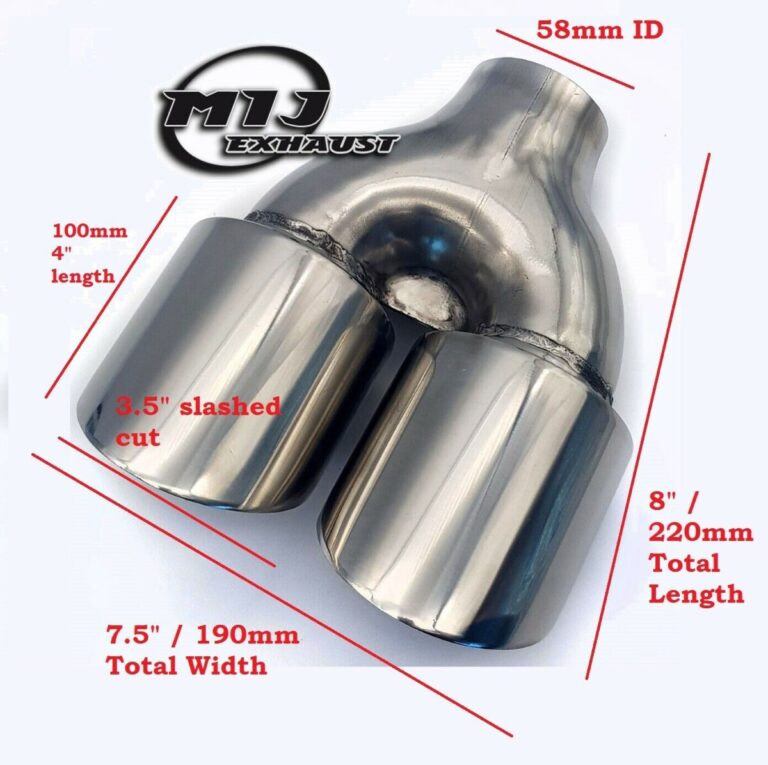 3.5 Inch Twin Pipe Exhaust, Stainless Steel Slash Cut Tips MIJ