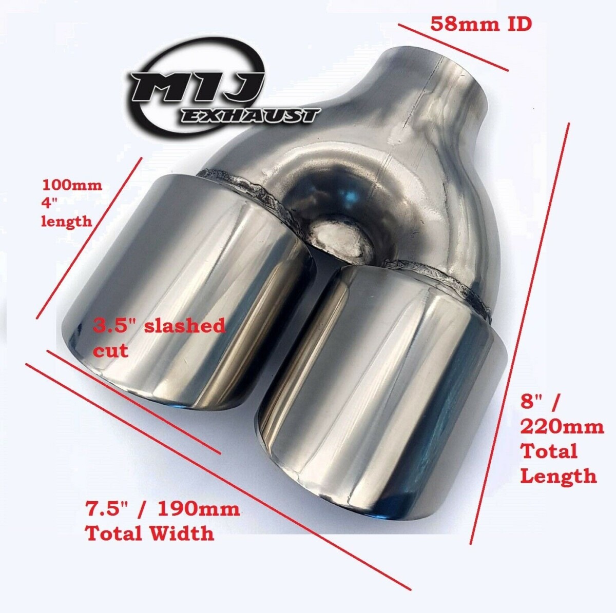 Slash Cut Tail Pipe Trim Tip Unit 1.5" up to 3" High Grade Stainless Steel MIJ 