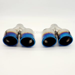 Twin 3.5" Exhaust Tailpipes Blue Burnt Effect Quad Tips