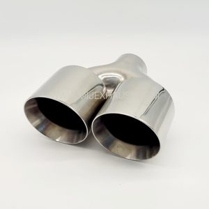Twin Exhaust Tailpipes Double Skinned Tips Slash Cut