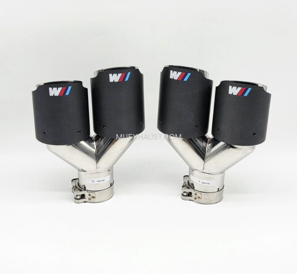 thumbnail image 2 of Exhaust Quad Tip Set – 2x80mm Round Tailpipe Trims, Stainless Steel 304, BMW M Style, TWISTER 2 of 5