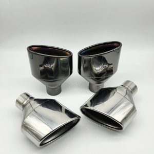 Oval Exhaust Tailpipes Slash Cut Tips Pair Of Angled Trims in T304 Stainless Steel