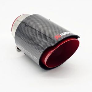 Exhaust Tailpipe Carbon Fibre Red Chrome Tip - Glossy