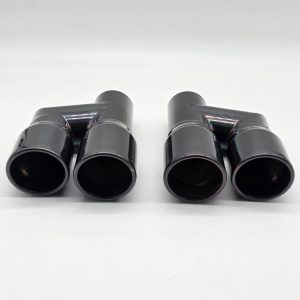 Pair of Twin Exhaust Tailpipes Black Chrome Universal Tips for BMW