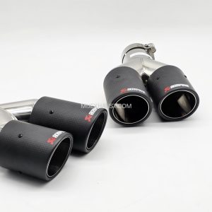 Carbon Fibre Exhaust 3" Quad Tailpipes Rolled Twin Tips - Matte