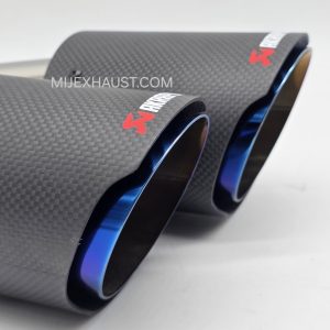 Carbon Fibre Exhaust Blue Tip Quad Tailpipes 3.5" Twin Tips - Matte