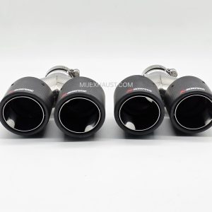 Carbon Fibre Exhaust 3.5" Quad Tailpipes Rolled Twin Tips - Matte