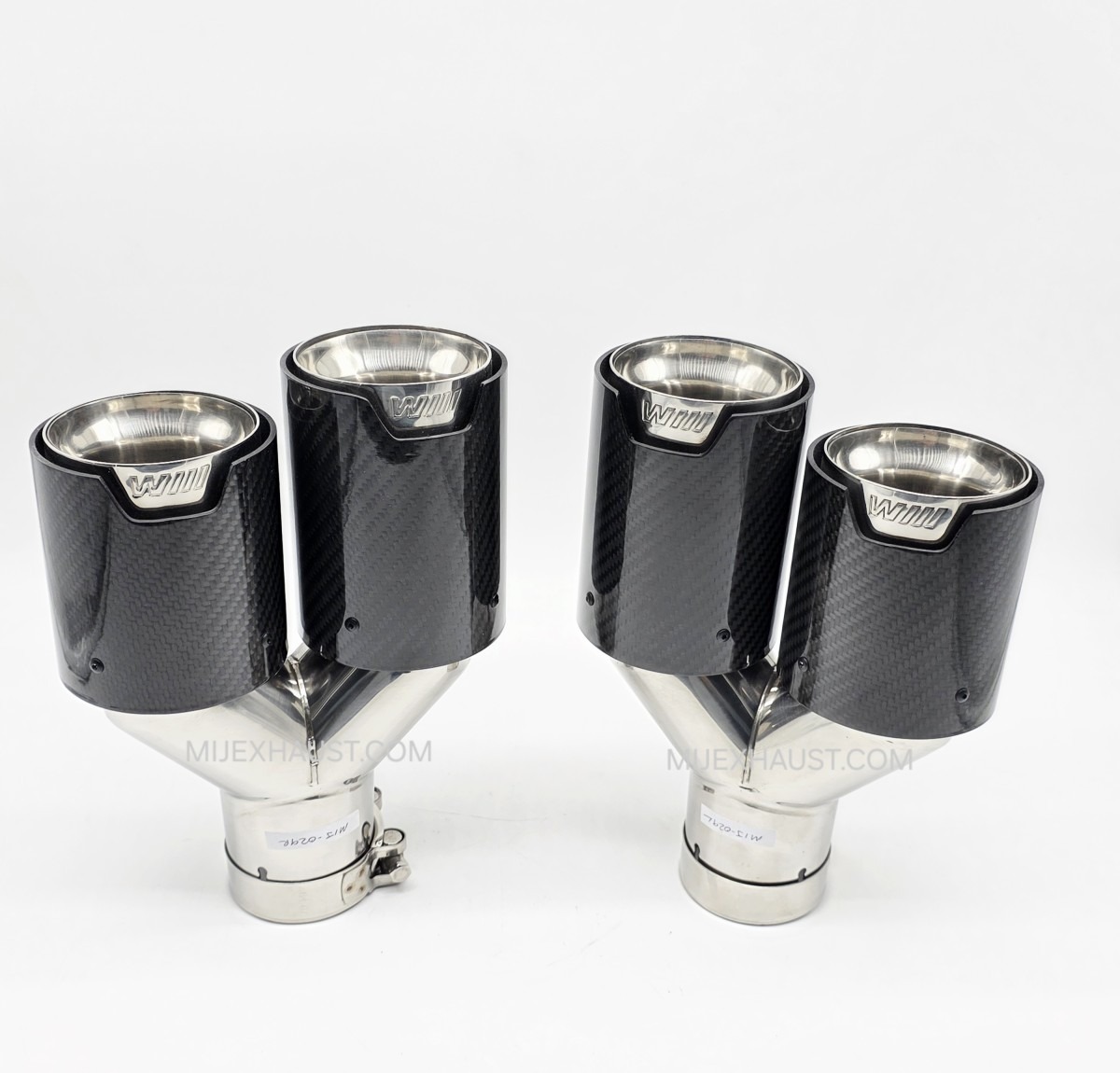 thumbnail image 2 of Exhaust Quad Tip Set – 2x80mm Round Tailpipe Trims, Stainless Steel 304, BMW M Style, TWISTER 2 of 5