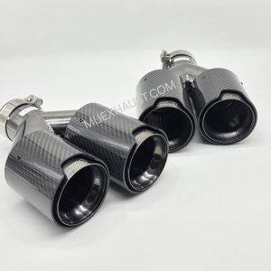 Carbon Fibre M Sport Exhaust Black Quad Tailpipes BMW Tips - Glossy