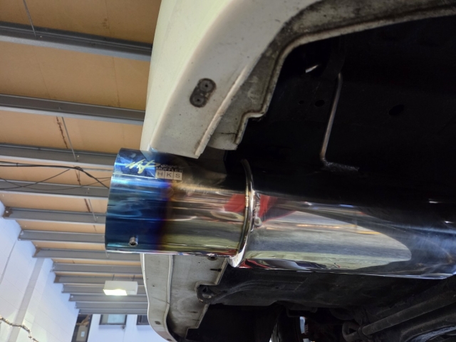 Exhaust for Honda Integra – exhaust cat back system – middle and rear exhaust – 3inch exhaust system – HKS exhaust box – japstyle exhaust can – blue burnt tip backbox- MIJ Exhaust-Walsall ( (5)