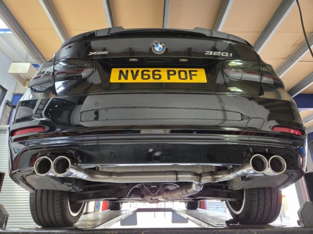 Exhaust system for BMW 320i – custom exhaust system-back box delete exhaust-MIJExhaust-Walsall (1)