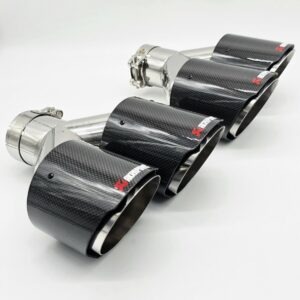 Carbon Fibre Exhaust Quad Tailpipes 4" Twin Tips - Glossy