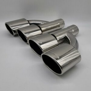 Pair Of Twin Oval Exhaust Tailpipes Stainless Steel To Suit Mercedes AMG Style