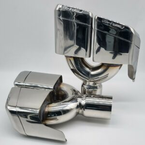 Pair Of Twin Square Exhaust Tailpipes Stainless Steel To Suit Mercedes AMG Style