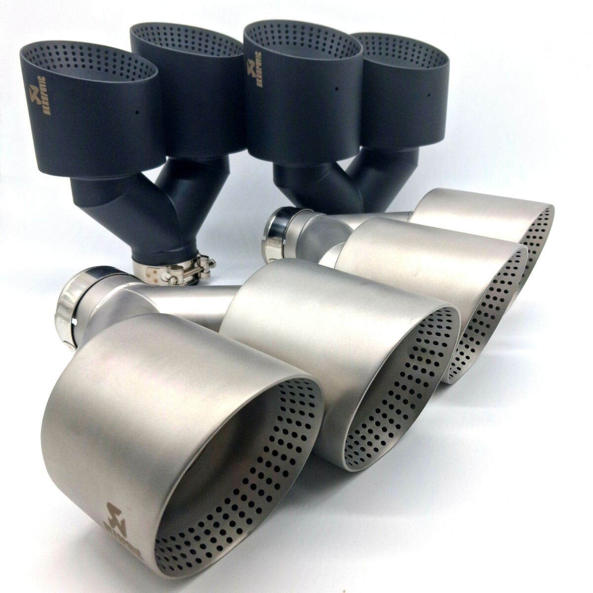 Twin Exhaust Tailpipes Slash Cut Double Skinned High Quality