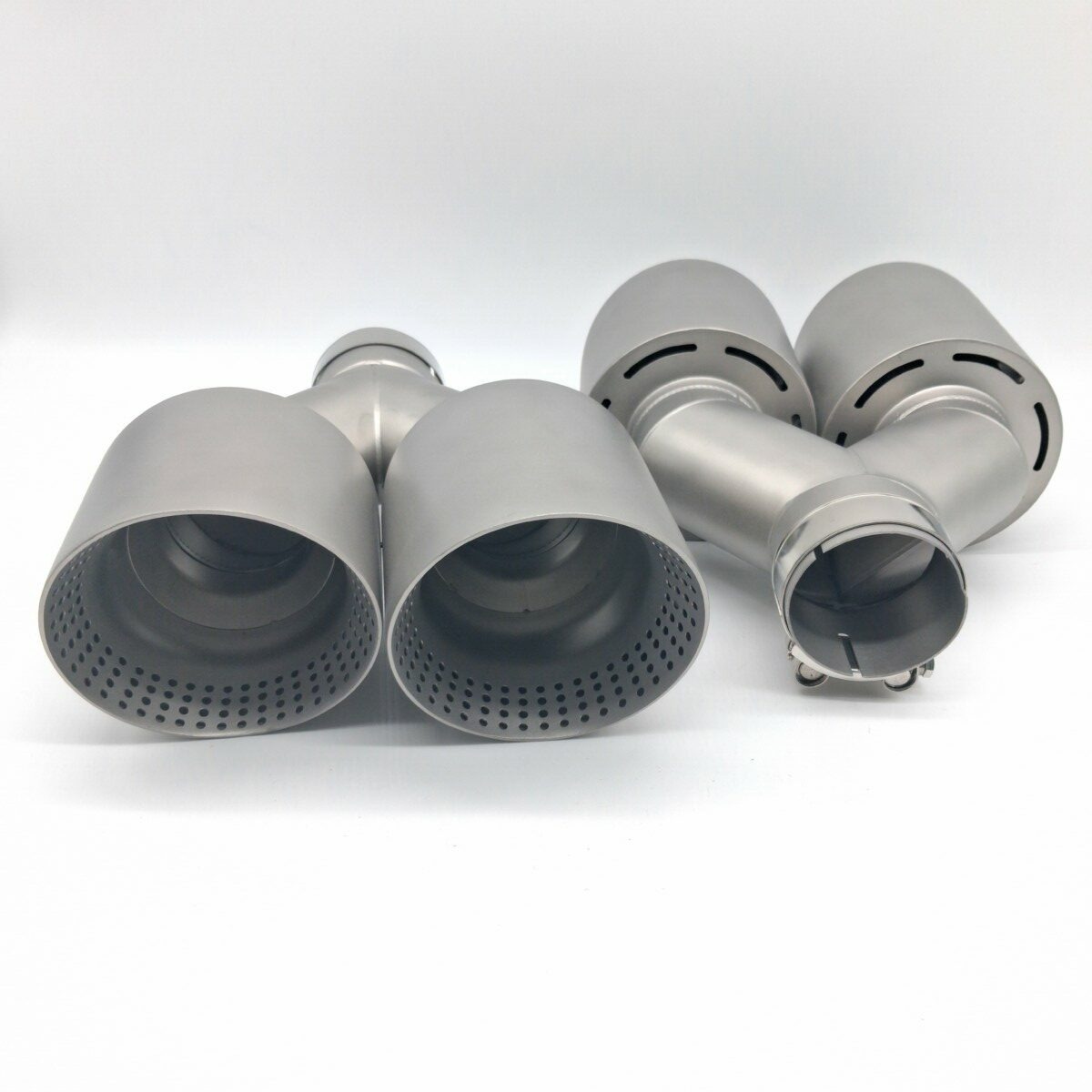 Twin Exhaust Tailpipes Slash Cut Double Skinned High Quality - Image 2