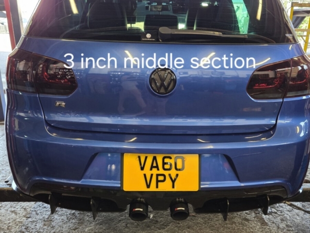 Exhaust system for VW Golf R – custom exhaust system-middle exhaust-MIJExhaust-Walsall (1)